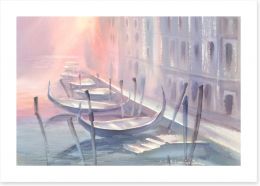 Gondolas in the mist Art Print 136942051