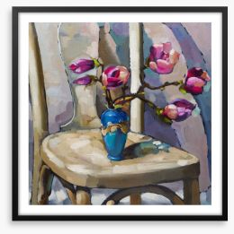 Magnolia on the chair Framed Art Print 139969686
