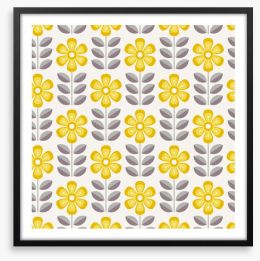Sunny flower stems Framed Art Print 141459552