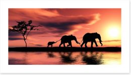 Elephant family silhouette Art Print 15223084