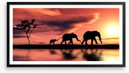 Elephant family silhouette Framed Art Print 15223084