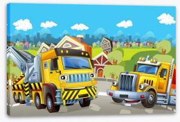 Here come the tow trucks Stretched Canvas 157129439