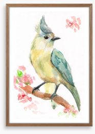 Spring bird branch Framed Art Print 158364440