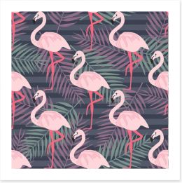 Flamingo ferns Art Print 158412358