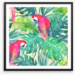 Parrot and palms Framed Art Print 158576346
