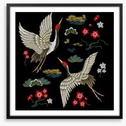 Fly away cranes Framed Art Print 159859885