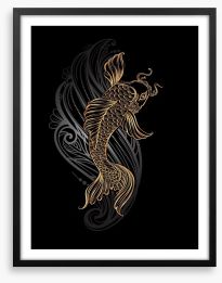 Golden koi wave Framed Art Print 166595696