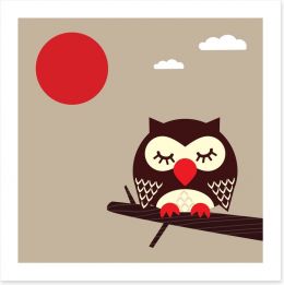 Red moon owl Art Print 16811833