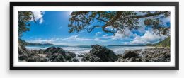 Onetangi Beach panoramic Framed Art Print 171447431