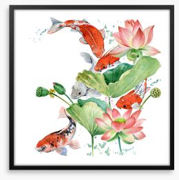 Pink lotus koi 2 Framed Art Print 171773262