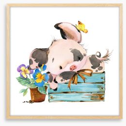 Piglet and pansy 1 Framed Art Print 171773551