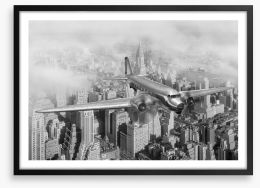 Flying over Manhattan Framed Art Print 17391810