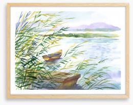 Bobbing behind the reeds Framed Art Print 180256019