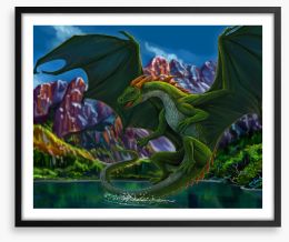 Green lake dragon Framed Art Print 180894700