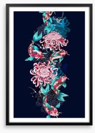 Koi fish and flowers Framed Art Print 184428863