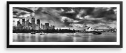 Sydney harbour monochrome Framed Art Print 185343805