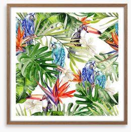 Blue parrot palms Framed Art Print 185687940