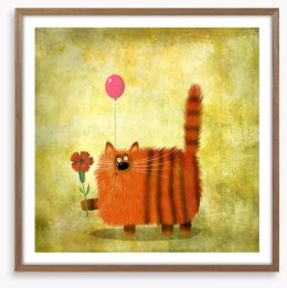 Tabby cat balloon Framed Art Print 186112733
