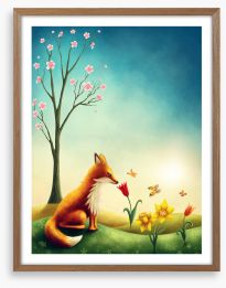 Foxy springtime Framed Art Print 187660649