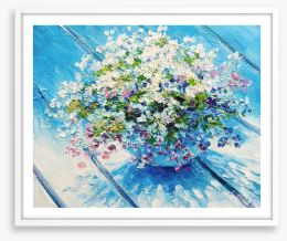 Blue table bouquet Framed Art Print 189994038