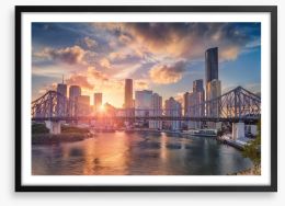 Brisbane sunset skyline Framed Art Print 190520391