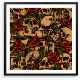 Skulls and roses Framed Art Print 191631092
