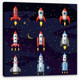 Rockets and Robots Stretched Canvas 195284185