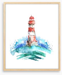 Lighthouse splash Framed Art Print 196476555