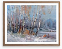 Frozen birch forest Framed Art Print 196826313