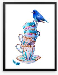 Blue bird balance Framed Art Print 199923319