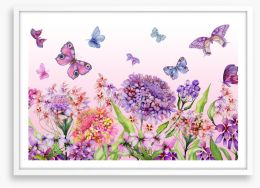 Butterflies in the iberis Framed Art Print 200338980