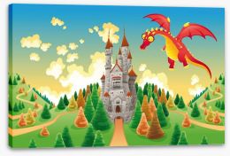 The dragon and the castle Stretched Canvas 20083536