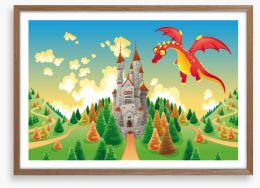 The dragon and the castle Framed Art Print 20083536