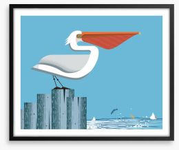 Pelican perch Framed Art Print 202175104