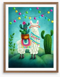 Llama party night Framed Art Print 202380530