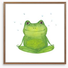 Green frog zen Framed Art Print 204245545