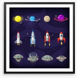 Rockets and Robots Framed Art Print 206730039