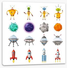 Rockets and Robots Stretched Canvas 206943328