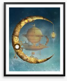 Clockwork moon Framed Art Print 208504950