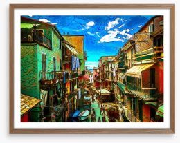 Cinque Terre streetscape Framed Art Print 211850740