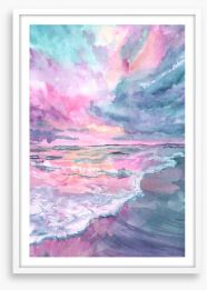 Pink sunrise sea Framed Art Print 213821463