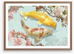 Blossom pool koi Framed Art Print 213886311
