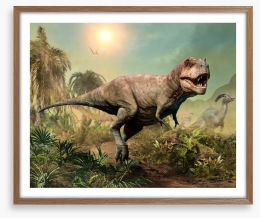Tyrannosaurus run Framed Art Print 214101651