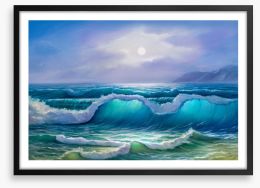 Moonlit waves Framed Art Print 214752292