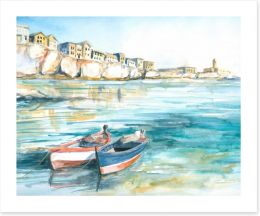 Boats in the bay Art Print 21582828
