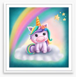 The rainbow unicorn Framed Art Print 218584276