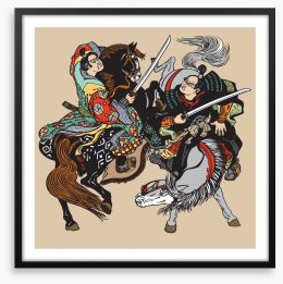 Horseback samurai Framed Art Print 223499533