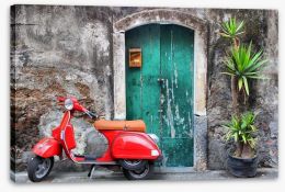 Vespa at the door Stretched Canvas 22425722