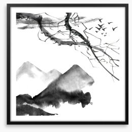 Branching mountains Framed Art Print 224620652