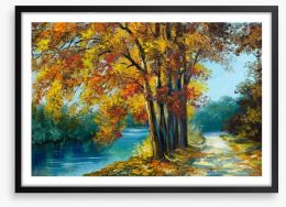 Autumn river walk Framed Art Print 226096000